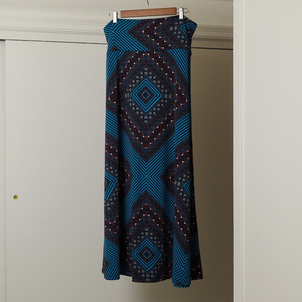 Blue Turquoise Geo Floral Maxi Skirt | Mossimo
